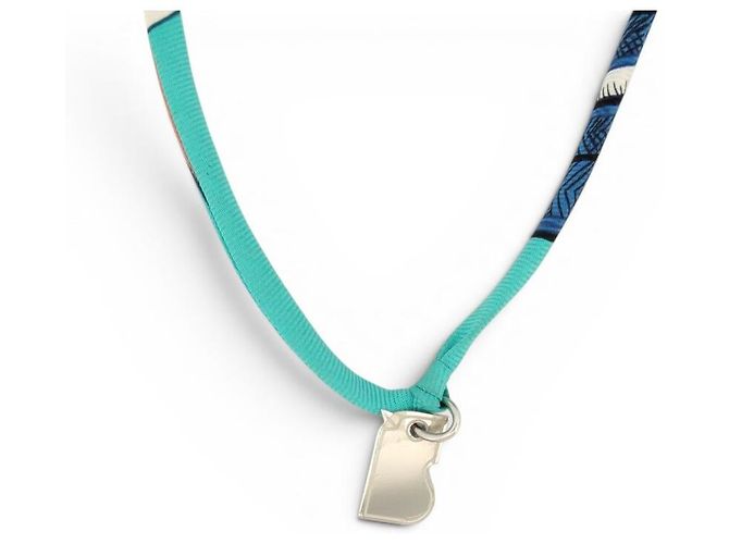 Hermès NUOVO COLLANA E BRACCIALE HERMES TOURBILLON DOUBLE LOOP IN CORDA DI SETA BLU - vista 2