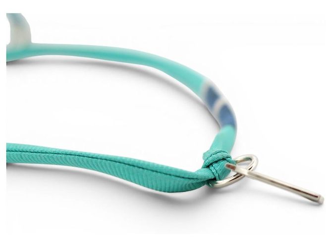 Hermès NUOVO COLLANA E BRACCIALE HERMES TOURBILLON DOUBLE LOOP IN CORDA DI SETA BLU - vista 3