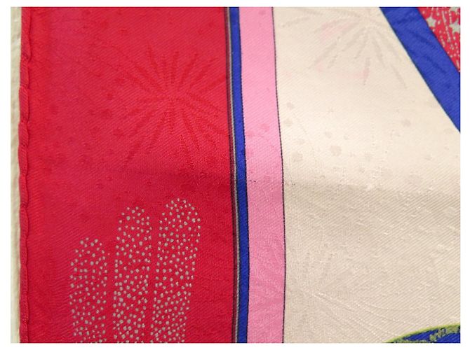 Hermès PAÑUELO HERMES FEUX D'ARTIFICE CARRE 90 de seda rojo fucsia caja Roja - vista 10