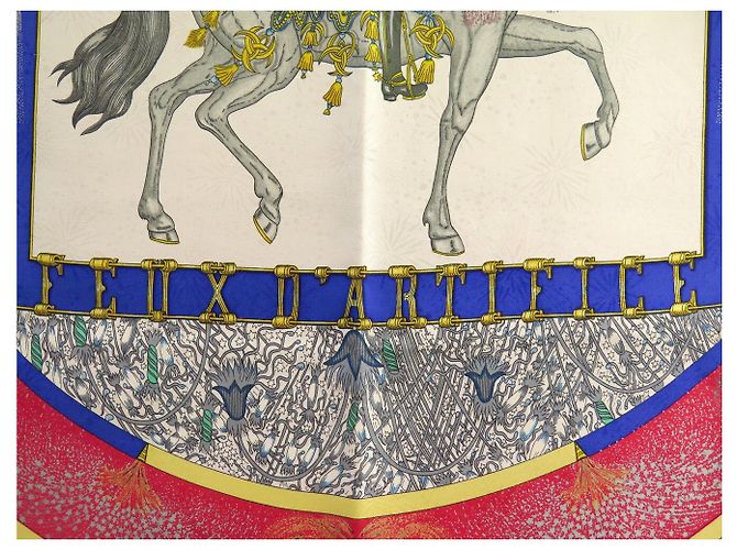 Hermès PAÑUELO HERMES FEUX D'ARTIFICE CARRE 90 de seda rojo fucsia caja Roja - vista 7