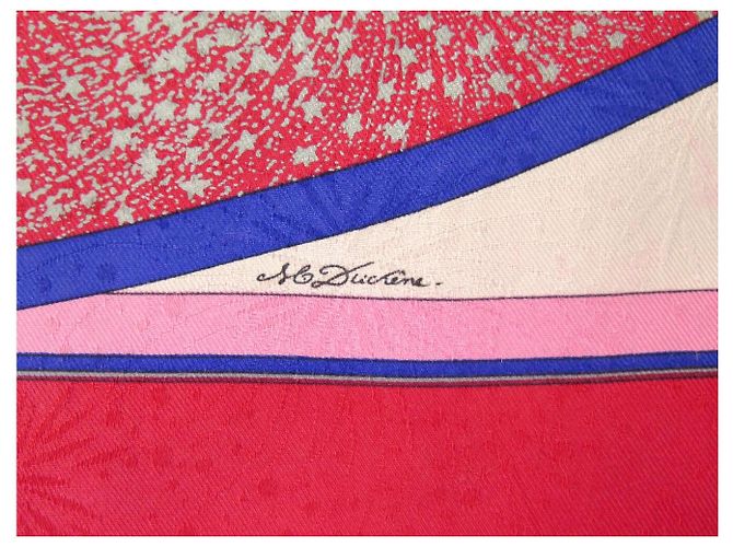 Hermès PAÑUELO HERMES FEUX D'ARTIFICE CARRE 90 de seda rojo fucsia caja Roja - vista 9
