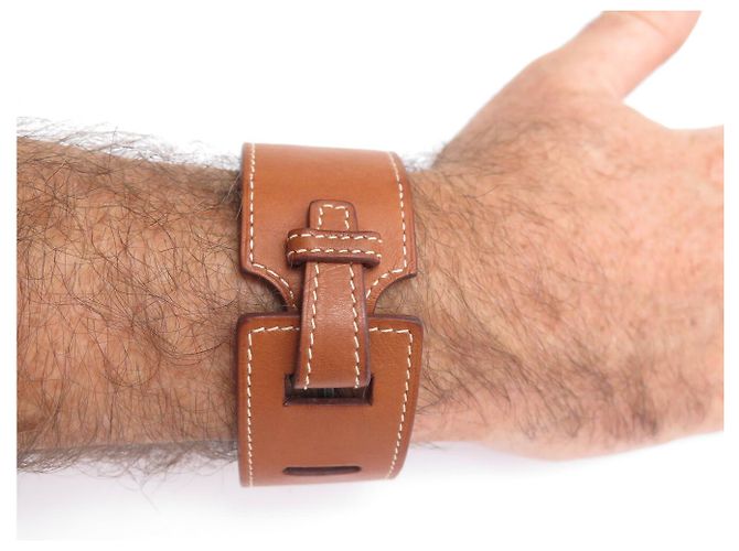 Hermès NUOVO BRACCIALE HERMES DE FORCE IN PELLE BARENIA T18 20 MANCHETTE CUFF BANGLE Marrone - vista 10