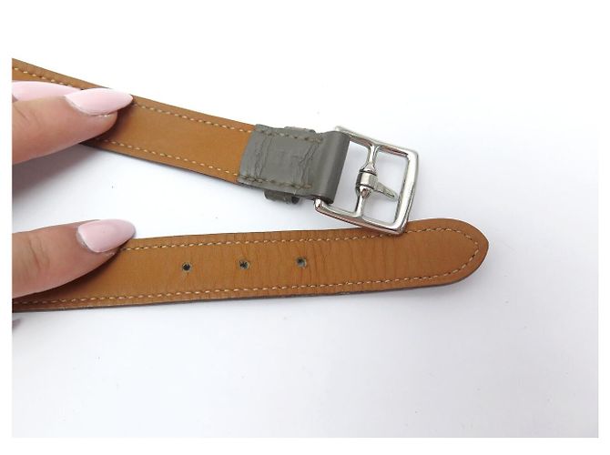 Hermès NEUES HERMES ETRIVIERE ARMBAND 4 SCHLINGEN T15.5 BIS 17 GRAUES LEDER ODER GÜRTEL T71 - Ansicht 10