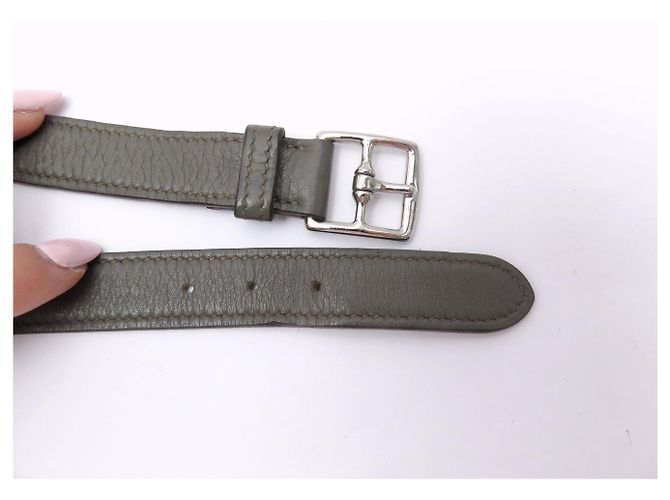 Hermès NEUES HERMES ETRIVIERE ARMBAND 4 SCHLINGEN T15.5 BIS 17 GRAUES LEDER ODER GÜRTEL T71 - Ansicht 9