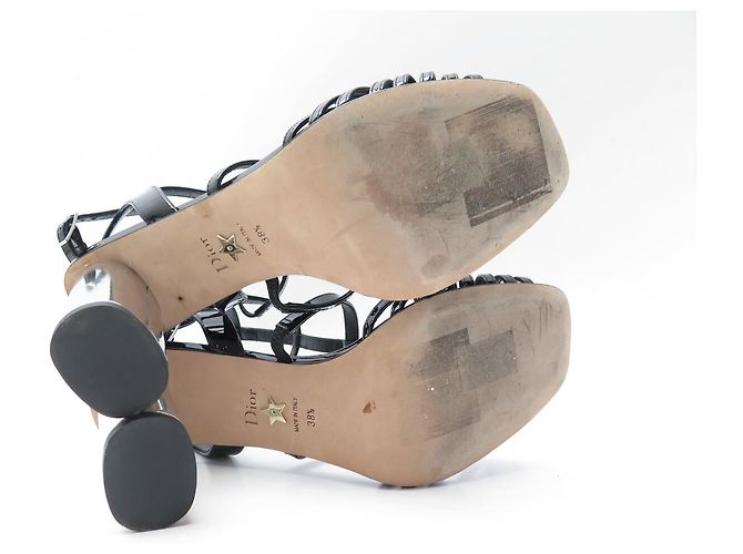 NUOVE SANDALI CHRISTIAN DIOR LA PARISIENNE 38.5 PELLE NERA - vista 6