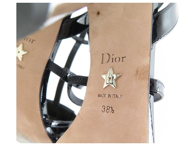 NUOVE SANDALI CHRISTIAN DIOR LA PARISIENNE 38.5 PELLE NERA - vista 7