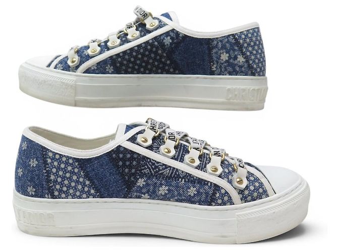SNEAKERS CHRISTIAN DIOR WALK'N PATCHWORK DENIM 38 BLU - vista 2