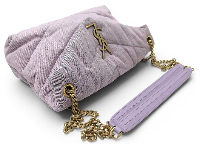 BORSA SAINT LAURENT LOULOU PUFFER 577476 DENIM ROSE A SPALLA Rosa - vista 4