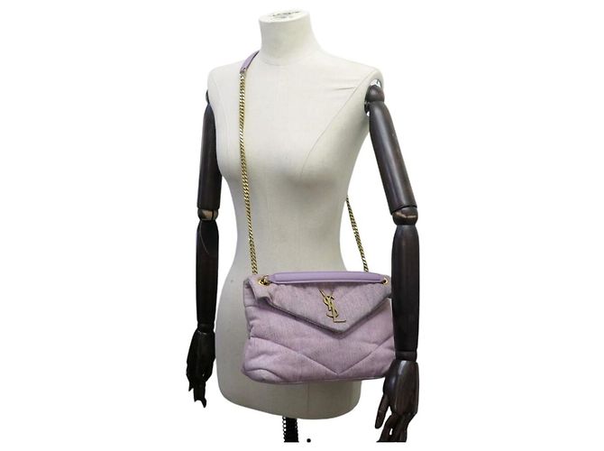 BORSA SAINT LAURENT LOULOU PUFFER 577476 DENIM ROSE A SPALLA Rosa - vista 7