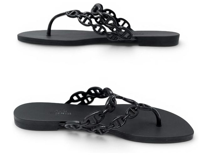 Hermès SANDALIAS HERMES ISLAND BEACH H241051ZV02 CHANCLOS ANCHOR CHAIN SHOES Negro - vista 2