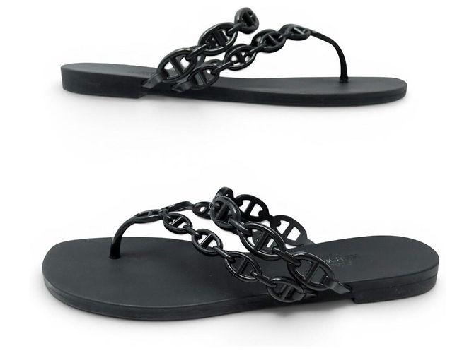 Hermès SANDALIAS HERMES ISLAND BEACH H241051ZV02 CHANCLOS ANCHOR CHAIN SHOES Negro - vista 3