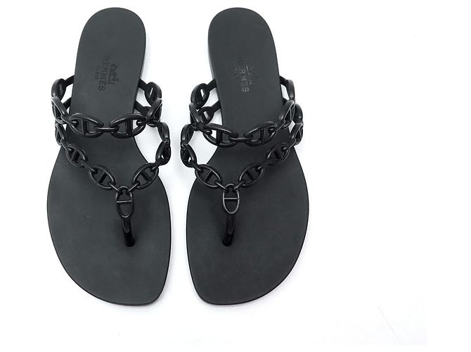 Hermès SANDALIAS HERMES ISLAND BEACH H241051ZV02 CHANCLOS ANCHOR CHAIN SHOES Negro - vista 6