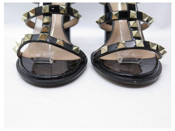 VALENTINO ROCKSTUD 36 37 FR Lackleder-Sandaletten mit Absatz SCHUHE Schwarz - Ansicht 4