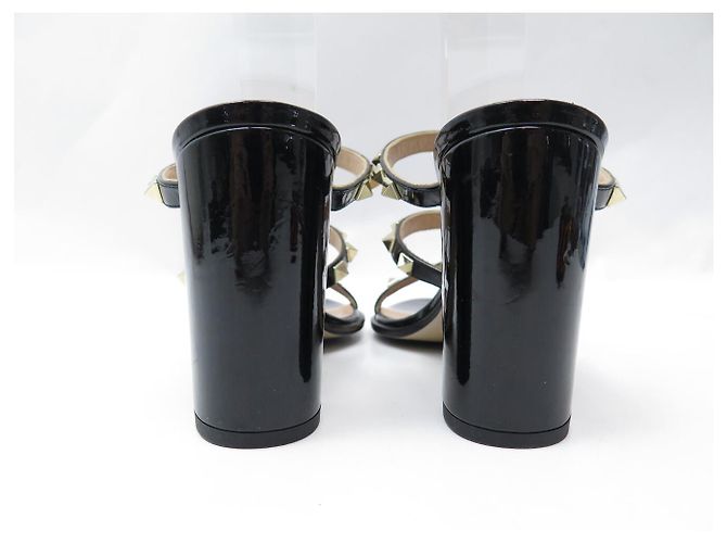 VALENTINO ROCKSTUD 36 37 FR Lackleder-Sandaletten mit Absatz SCHUHE Schwarz - Ansicht 5