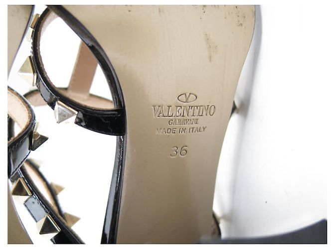 VALENTINO ROCKSTUD 36 37 FR Lackleder-Sandaletten mit Absatz SCHUHE Schwarz - Ansicht 7