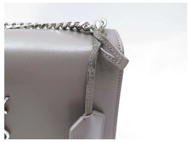 BORSA SAINT LAURENT SUNSET MEDIUM 442906 IN PELLE A SPALLA Grigio - vista 12