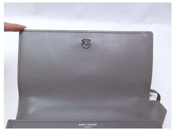 BORSA SAINT LAURENT SUNSET MEDIUM 442906 IN PELLE A SPALLA Grigio - vista 7