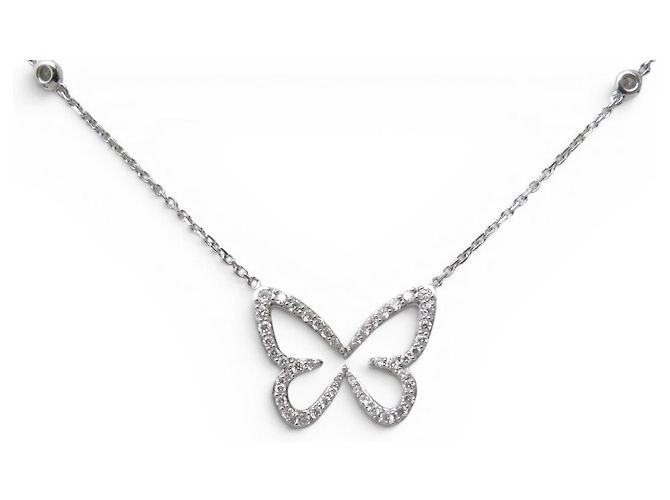 NUOVO COLLANA MESSIKA BUTTERFLY PM DIAMANTI 0.58CT ORO BIANCO 18K 3.6G Argento - vista 2