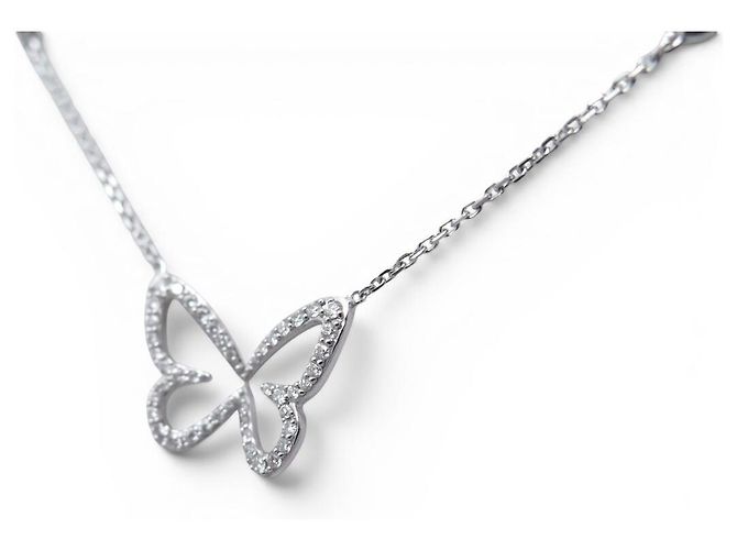 NUOVO COLLANA MESSIKA BUTTERFLY PM DIAMANTI 0.58CT ORO BIANCO 18K 3.6G Argento - vista 3