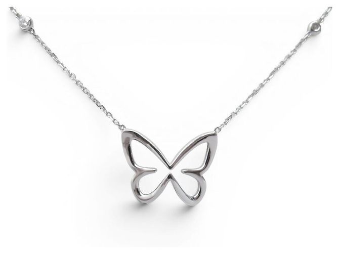 NUOVO COLLANA MESSIKA BUTTERFLY PM DIAMANTI 0.58CT ORO BIANCO 18K 3.6G Argento - vista 4