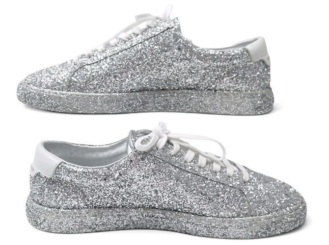 NEUE SAINT LAURENT ANDY GLITTER 590027 SNEAKER SCHUHE 39 Silber - Ansicht 2