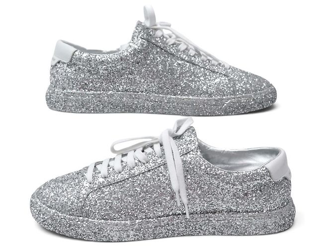 NEUE SAINT LAURENT ANDY GLITTER 590027 SNEAKER SCHUHE 39 Silber - Ansicht 3