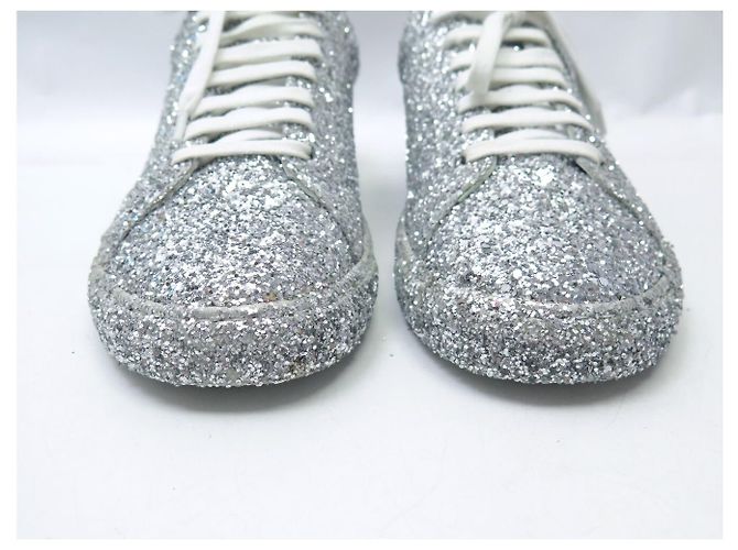 NEUE SAINT LAURENT ANDY GLITTER 590027 SNEAKER SCHUHE 39 Silber - Ansicht 4