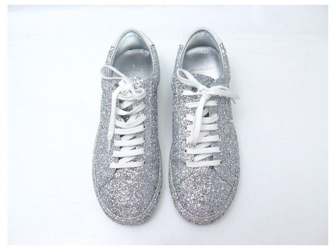 NEUE SAINT LAURENT ANDY GLITTER 590027 SNEAKER SCHUHE 39 Silber - Ansicht 8