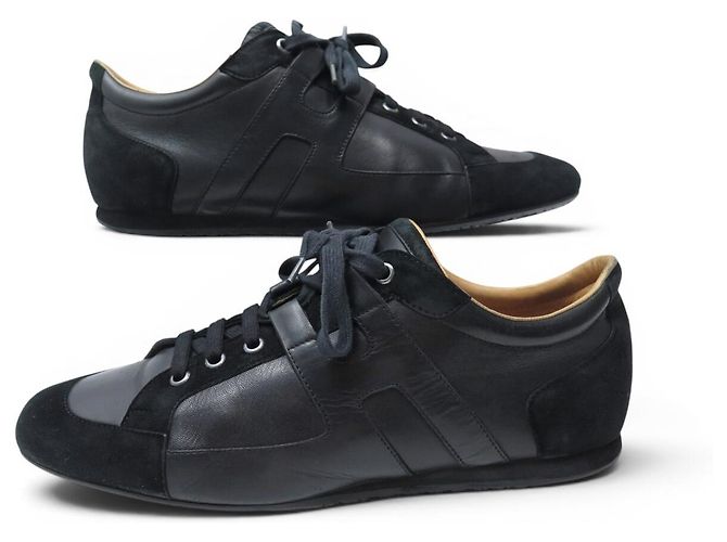Hermès SNEAKERS HERMES TIE BREAK 43 IN PELLE E CAMOSCIO NERO - vista 2