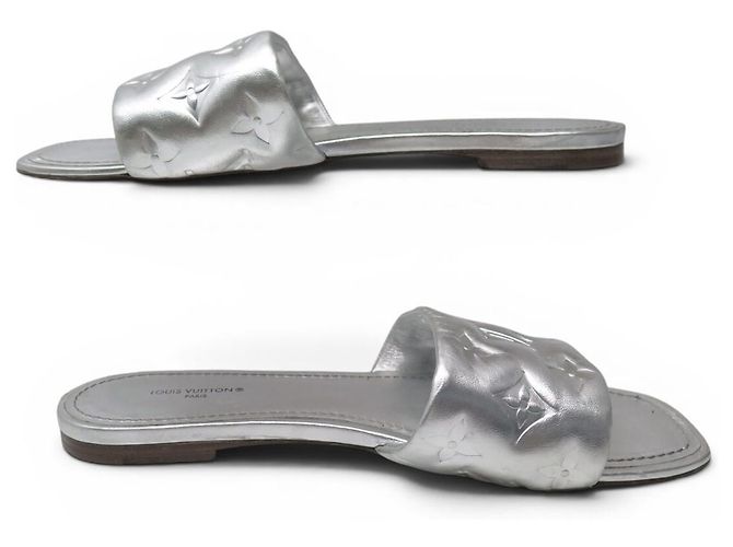 SCARPE LOUIS VUITTON REVIVAL FLAT MULE 1A9QJG IN PELLE MONOGRAM 38 Argento - vista 2