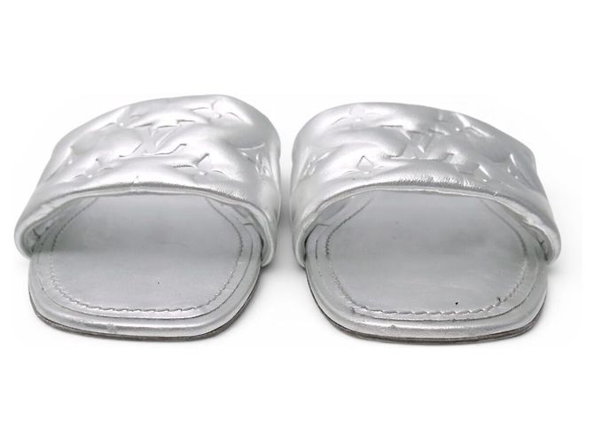 SCARPE LOUIS VUITTON REVIVAL FLAT MULE 1A9QJG IN PELLE MONOGRAM 38 Argento - vista 4