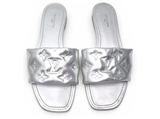 SCARPE LOUIS VUITTON REVIVAL FLAT MULE 1A9QJG IN PELLE MONOGRAM 38 Argento - vista 6