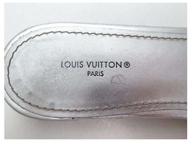 SCARPE LOUIS VUITTON REVIVAL FLAT MULE 1A9QJG IN PELLE MONOGRAM 38 Argento - vista 7