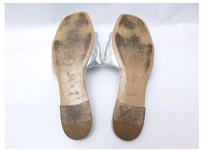 SCARPE LOUIS VUITTON REVIVAL FLAT MULE 1A9QJG IN PELLE MONOGRAM 38 Argento - vista 8