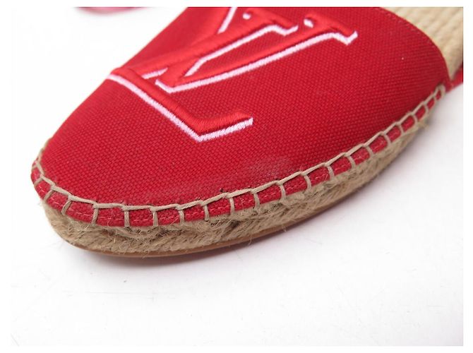NUOVE SANDALI ESPADRILLES LOUIS VUITTON STARBOARD LOGO LV 39 Rosso - vista 11