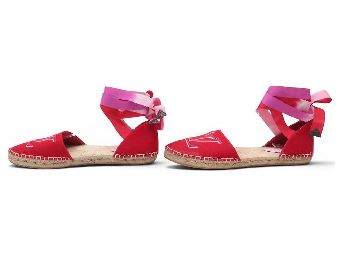 NUOVE SANDALI ESPADRILLES LOUIS VUITTON STARBOARD LOGO LV 39 Rosso - vista 2