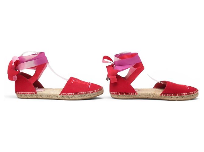 NUOVE SANDALI ESPADRILLES LOUIS VUITTON STARBOARD LOGO LV 39 Rosso - vista 3