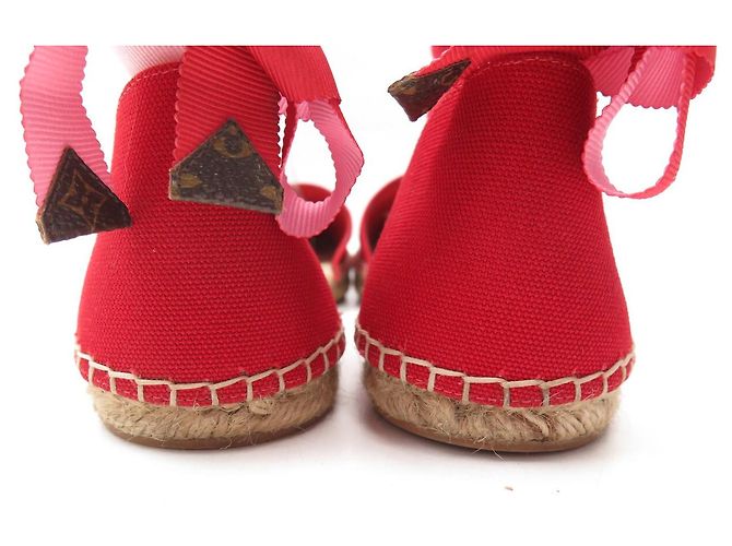 NUOVE SANDALI ESPADRILLES LOUIS VUITTON STARBOARD LOGO LV 39 Rosso - vista 5