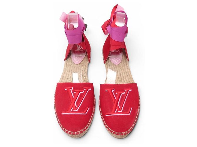 NUOVE SANDALI ESPADRILLES LOUIS VUITTON STARBOARD LOGO LV 39 Rosso - vista 6
