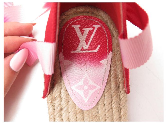 NUOVE SANDALI ESPADRILLES LOUIS VUITTON STARBOARD LOGO LV 39 Rosso - vista 7