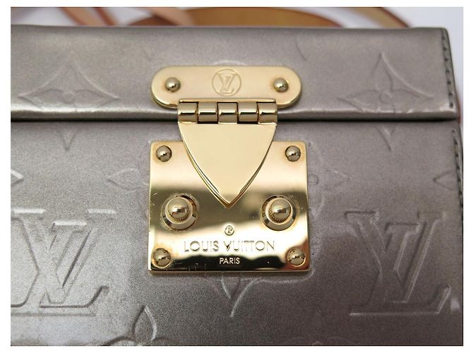 BORSA LOUIS VUITTON BLEECKER BOX in pelle vernice con tracolla handbag Grigio - vista 11