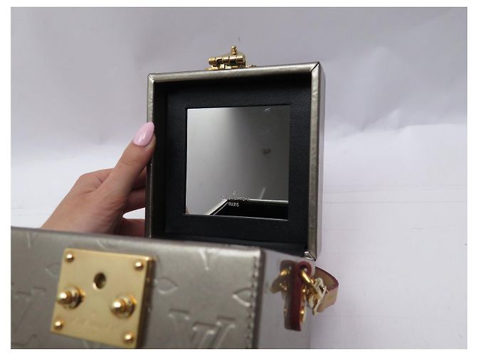 BORSA LOUIS VUITTON BLEECKER BOX in pelle vernice con tracolla handbag Grigio - vista 13