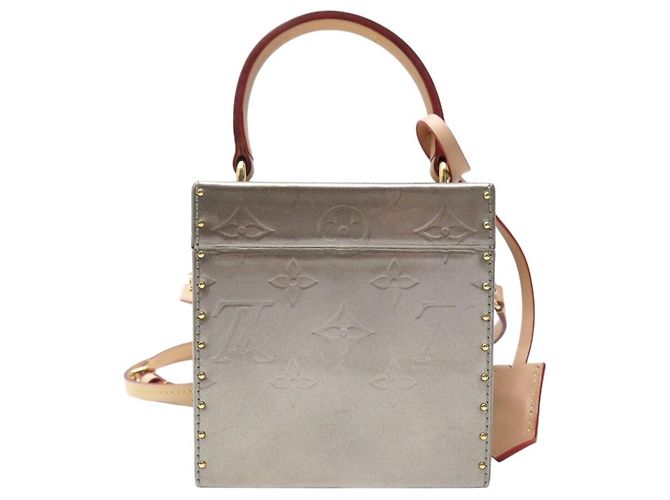 BORSA LOUIS VUITTON BLEECKER BOX in pelle vernice con tracolla handbag Grigio - vista 2