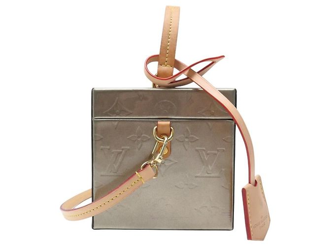BORSA LOUIS VUITTON BLEECKER BOX in pelle vernice con tracolla handbag Grigio - vista 3