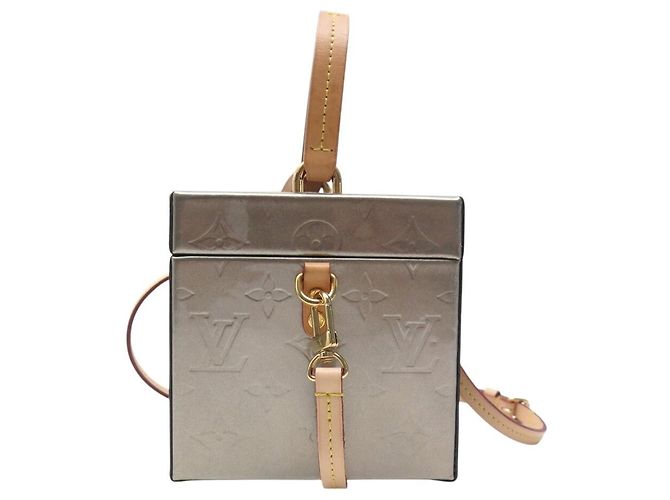 BORSA LOUIS VUITTON BLEECKER BOX in pelle vernice con tracolla handbag Grigio - vista 4