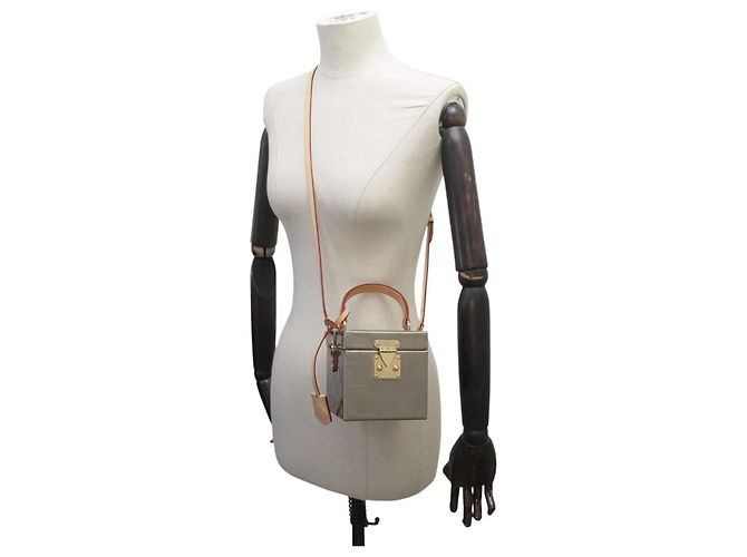 BORSA LOUIS VUITTON BLEECKER BOX in pelle vernice con tracolla handbag Grigio - vista 7