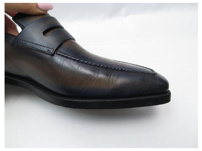 SCARPE BERLUTI ANDY DEMESURE 7.5 41.5 IN PELLE PATINATA CON FORME - vista 13