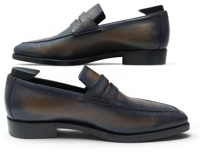 SCARPE BERLUTI ANDY DEMESURE 7.5 41.5 IN PELLE PATINATA CON FORME - vista 2