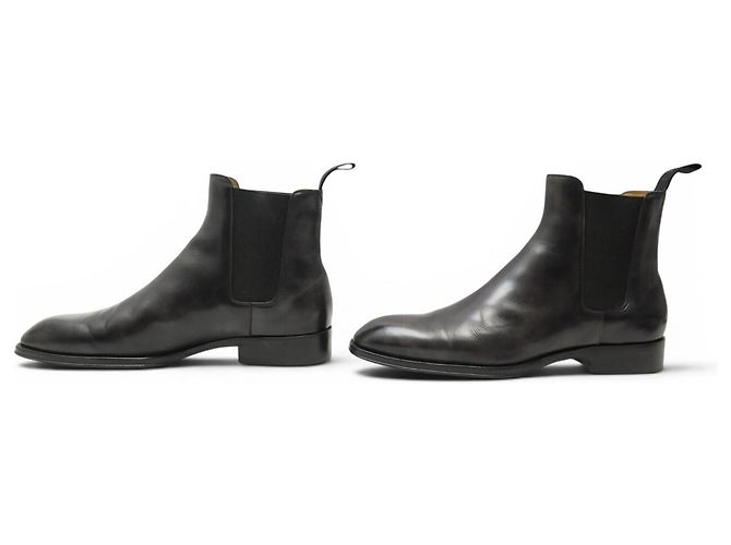 STIVALETTI LOUIS VUITTON CHELSEA LEAGUE 7 41 IN PELLE PATINATA Nero - vista 2