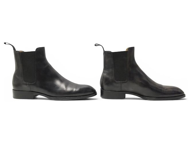 STIVALETTI LOUIS VUITTON CHELSEA LEAGUE 7 41 IN PELLE PATINATA Nero - vista 3